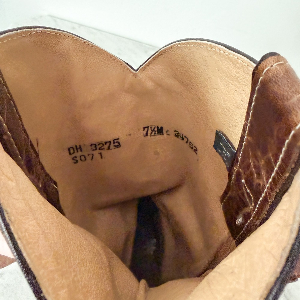 Double H Western Boots Distressed Brown Leather Cowboy Rodeo Mid-Calf Brown - Picture 10 of 12